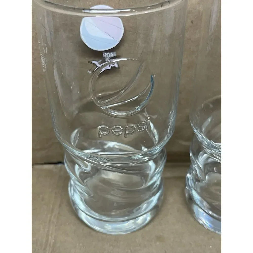 Pepsi Max Glass 12oz Set Of 2 HighBall Tumbler Color Logo RARE Vintage